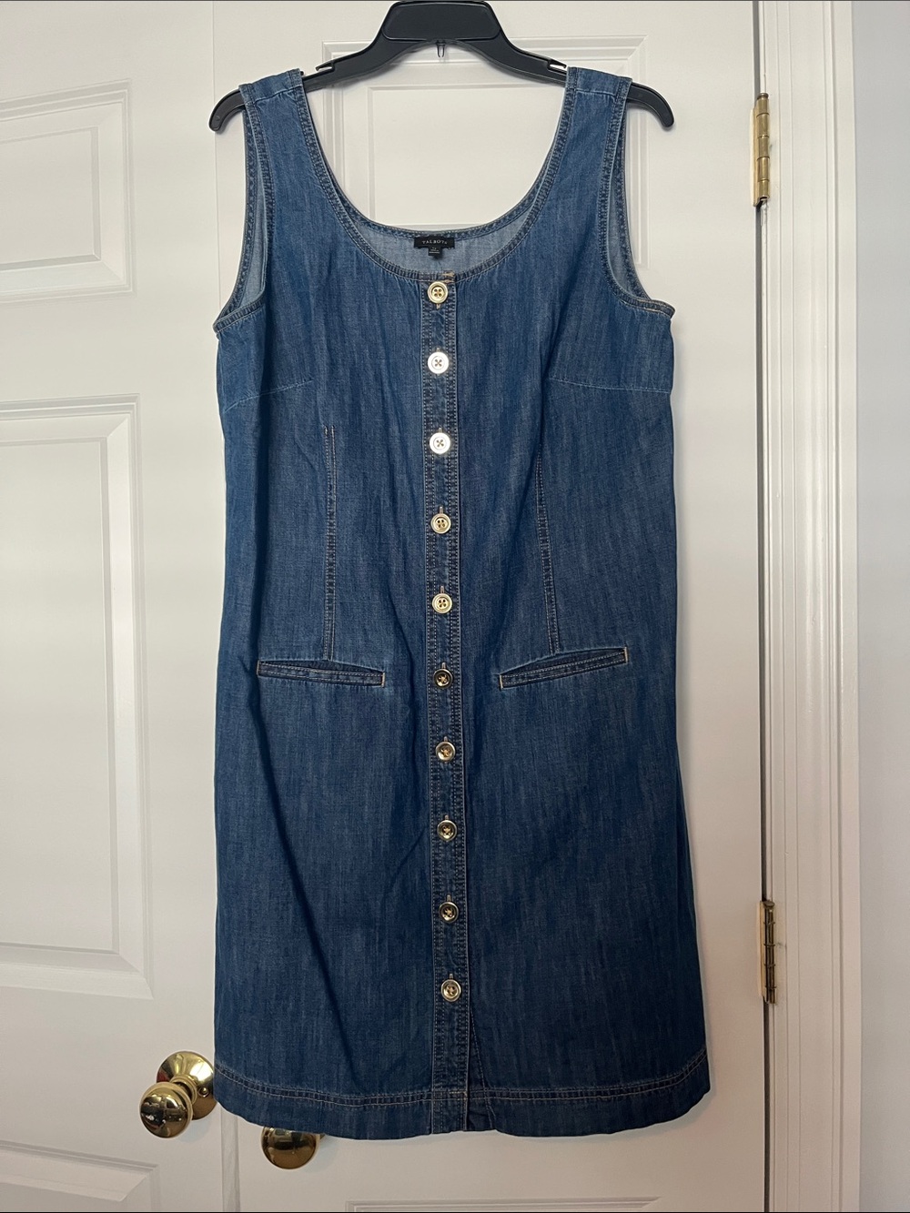Talbots Denim Button-Front Dress in Medium Blue size 12